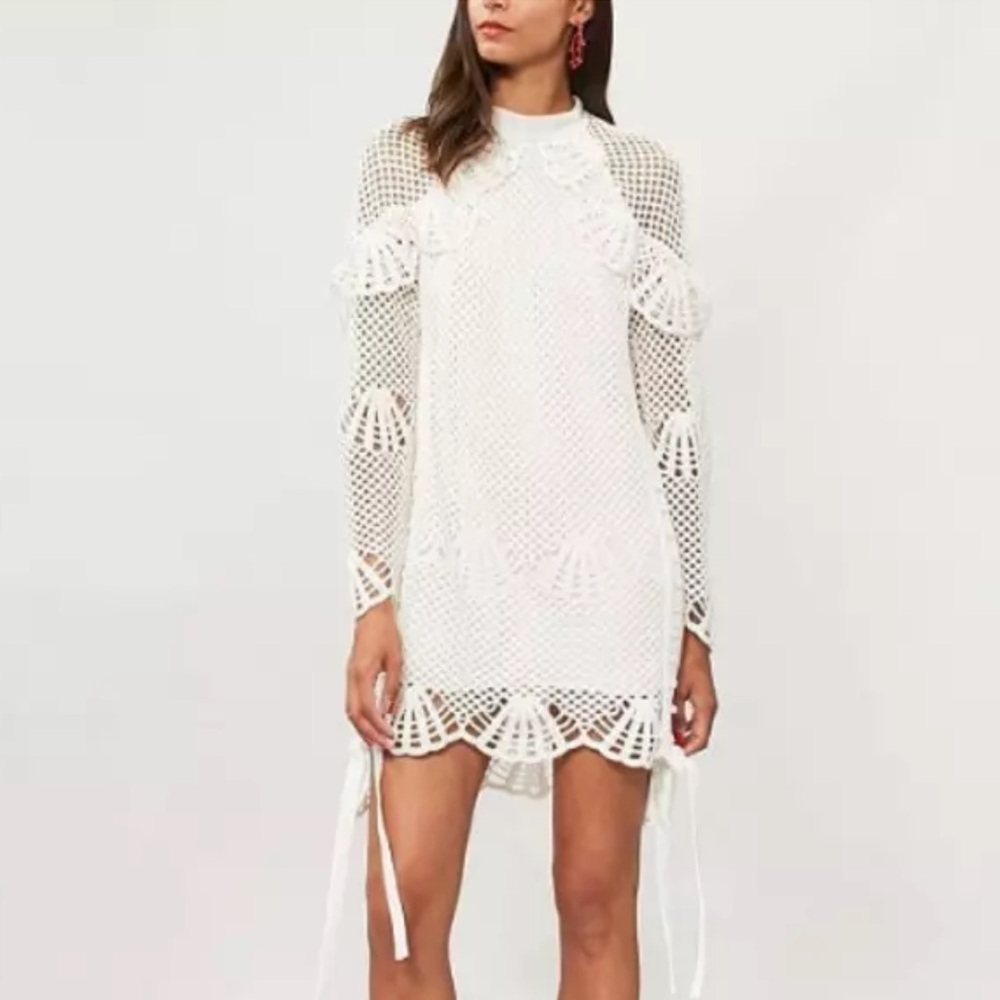 Self Portrait White Crochet Dress Size 4